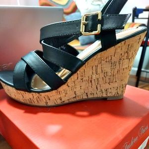 Black Wedge Sandals